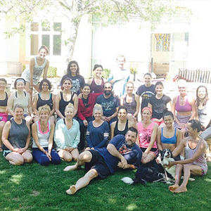 Group Outside Blue Moon Yoga Fresno